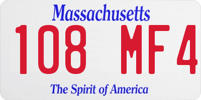 MA license plate 108MF4
