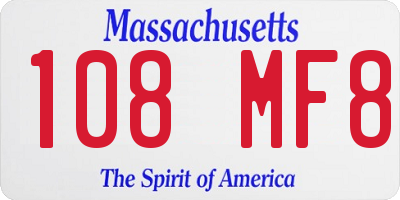 MA license plate 108MF8