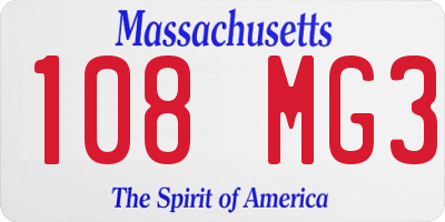 MA license plate 108MG3