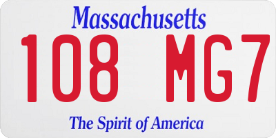 MA license plate 108MG7