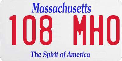 MA license plate 108MH0