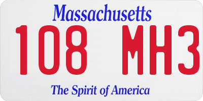 MA license plate 108MH3