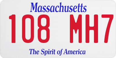 MA license plate 108MH7