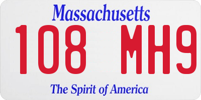 MA license plate 108MH9