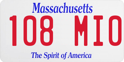 MA license plate 108MI0