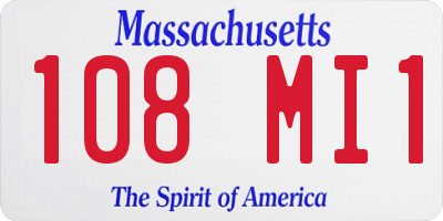 MA license plate 108MI1