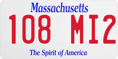 MA license plate 108MI2