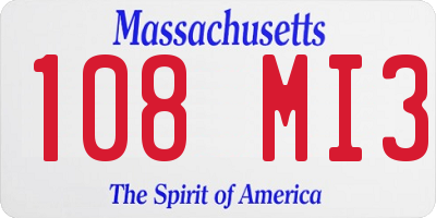 MA license plate 108MI3