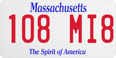 MA license plate 108MI8