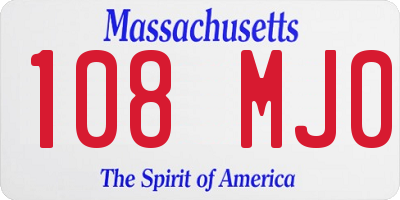 MA license plate 108MJ0
