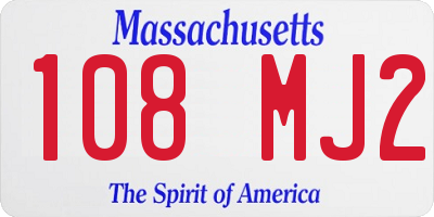 MA license plate 108MJ2