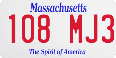 MA license plate 108MJ3