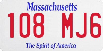 MA license plate 108MJ6