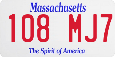 MA license plate 108MJ7