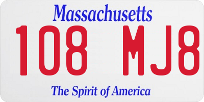 MA license plate 108MJ8