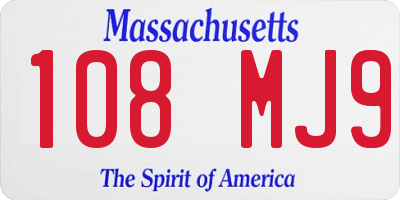 MA license plate 108MJ9
