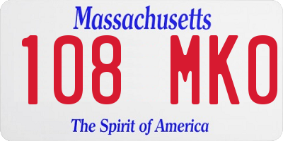 MA license plate 108MK0