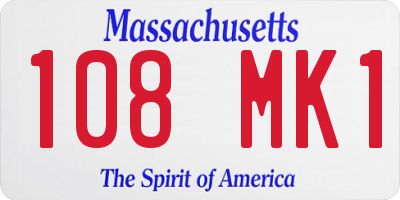 MA license plate 108MK1
