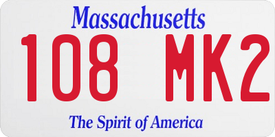 MA license plate 108MK2