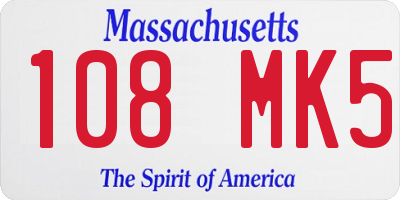 MA license plate 108MK5