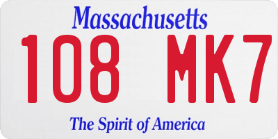 MA license plate 108MK7