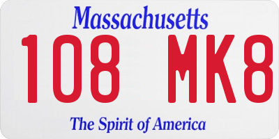 MA license plate 108MK8