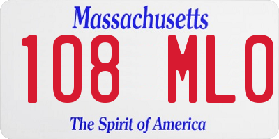 MA license plate 108ML0