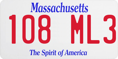 MA license plate 108ML3