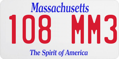 MA license plate 108MM3