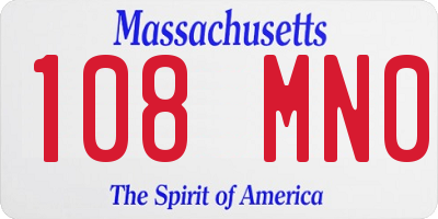 MA license plate 108MN0