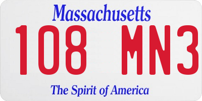 MA license plate 108MN3
