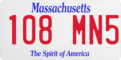 MA license plate 108MN5