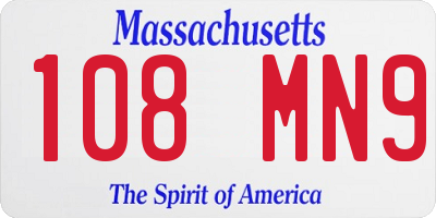 MA license plate 108MN9