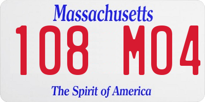MA license plate 108MO4