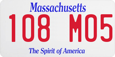 MA license plate 108MO5