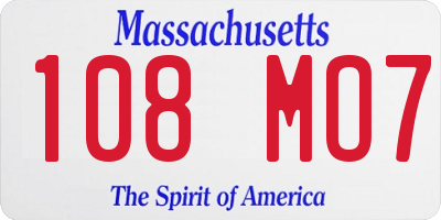MA license plate 108MO7