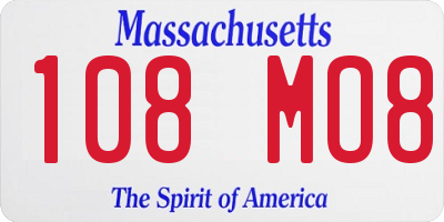MA license plate 108MO8