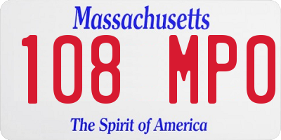 MA license plate 108MP0