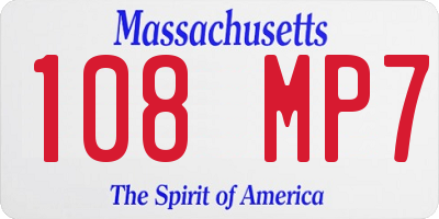 MA license plate 108MP7
