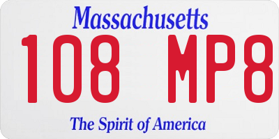 MA license plate 108MP8