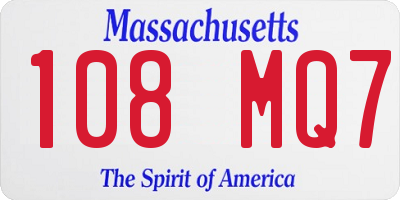 MA license plate 108MQ7