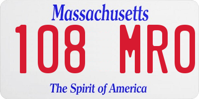MA license plate 108MR0