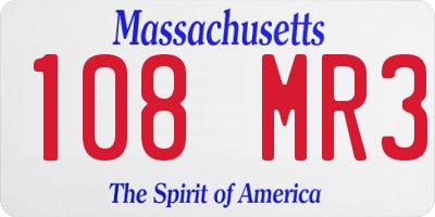 MA license plate 108MR3