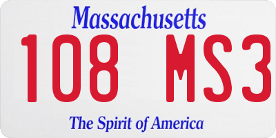 MA license plate 108MS3