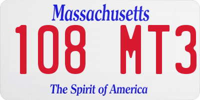 MA license plate 108MT3