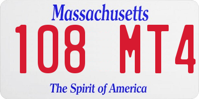 MA license plate 108MT4