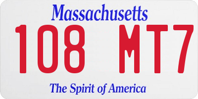 MA license plate 108MT7