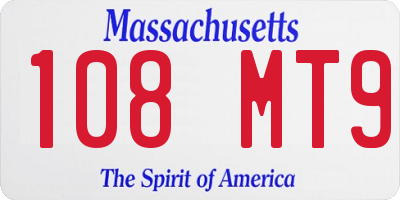 MA license plate 108MT9