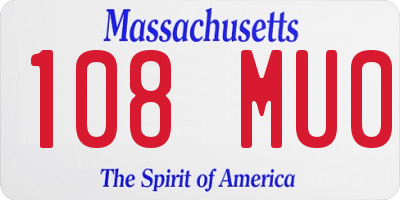 MA license plate 108MU0