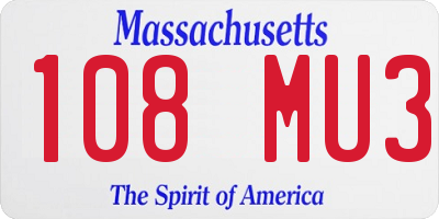 MA license plate 108MU3